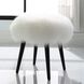 Wooly 18.5 inch White Sheepskin and Matte Black Accent Stool