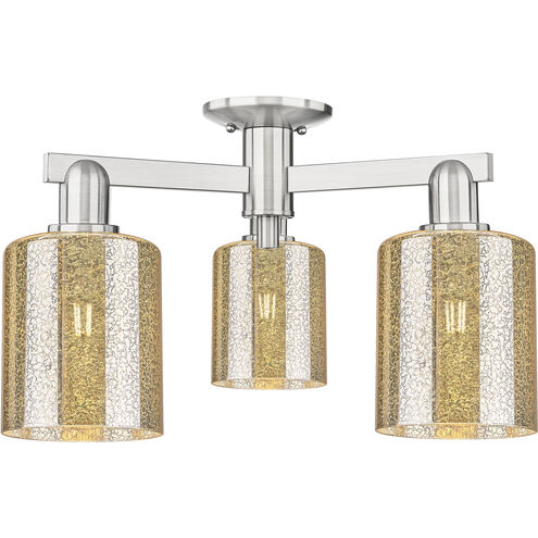 Arcadia Cobbleskill 3 Light 22.5 inch Brushed Satin Nickel Semi-Flush Mount Ceiling Light in Mercury