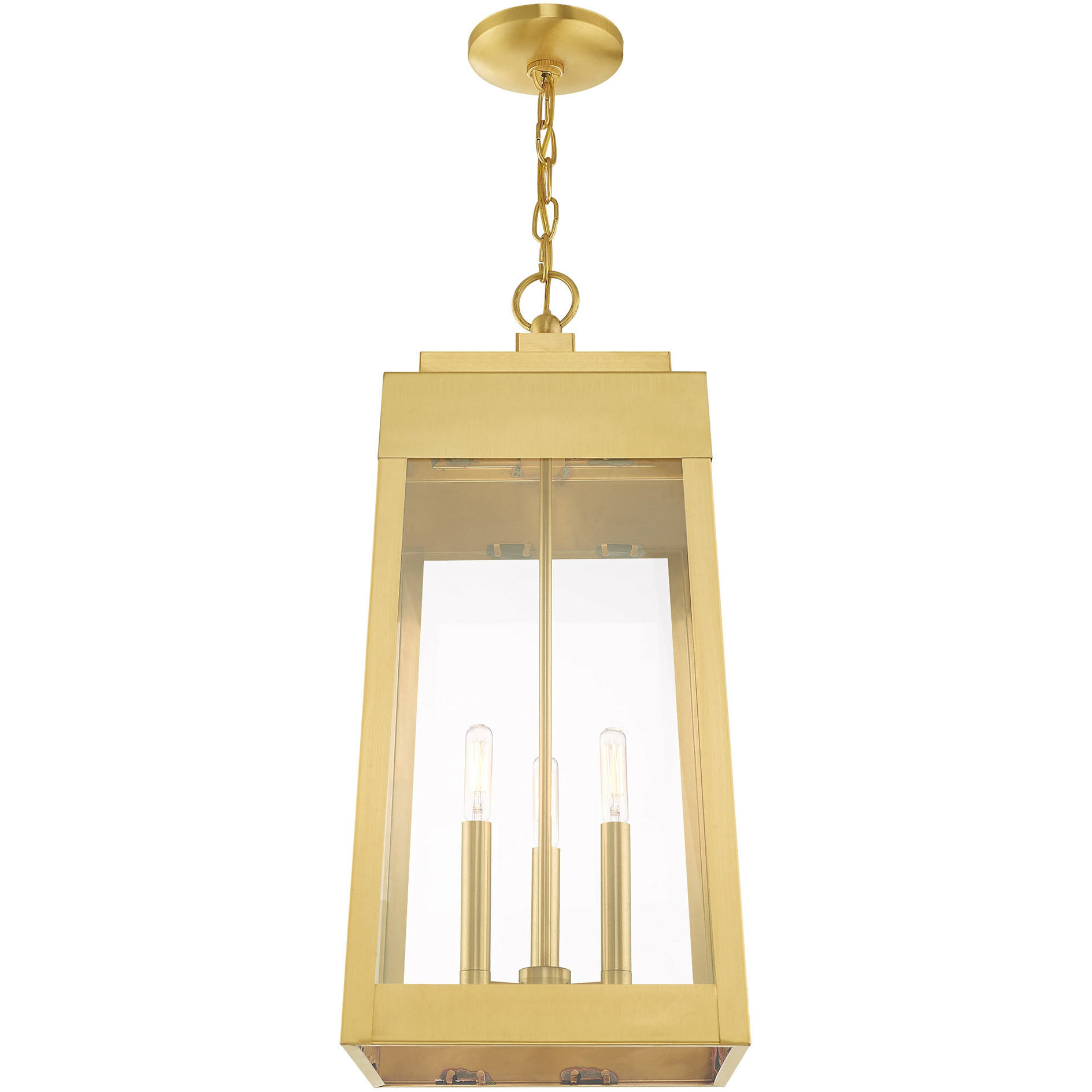 Oslo 3 Light 11 inch Satin Brass Outdoor Pendant Lantern