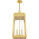 Oslo 3 Light 11 inch Satin Brass Outdoor Pendant Lantern