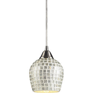 Fusion 1 Light 5 inch Satin Nickel Mini Pendant Ceiling Light in Silver Mosaic Glass, Incandescent