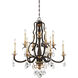 Chateau Nobles 10 Light 34 inch Raven Bronze with Sunburst Gold Chandelier Ceiling Light