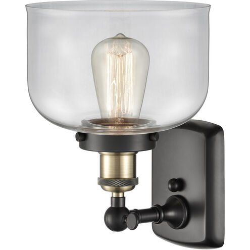 Ballston Large Bell LED 8 inch Black Antique Brass Sconce Wall Light in Clear Glass