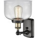 Ballston Large Bell LED 8 inch Black Antique Brass Sconce Wall Light in Clear Glass