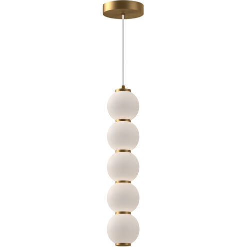 Alora Mood Bijou LED 4.38 inch Aged Gold and Opal Matte Glass Pendant Ceiling Light