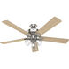Crestfield 60 inch Brushed Nickel with Natural Wood Blades Ceiling Fan