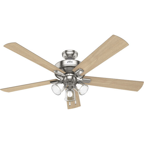 Crestfield 60 inch Brushed Nickel with Natural Wood Blades Ceiling Fan