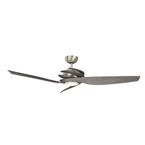 Spyra 62 inch Brushed Nickel with Driftwood Blades Ceiling Fan