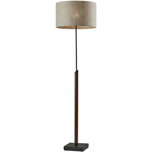 Ethan 63 inch 100.00 watt Black with Walnut Rubberwood Floor Lamp Portable Light