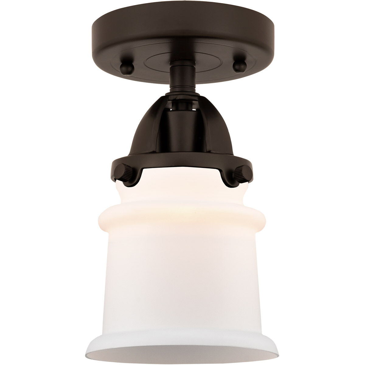 Nouveau 2 Small Canton 1 Light 5 inch Oil Rubbed Bronze Semi-Flush Mount Ceiling Light in Matte White Glass