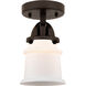 Nouveau 2 Small Canton LED 5.25 inch Oil Rubbed Bronze Semi-Flush Mount Ceiling Light in Matte White Glass