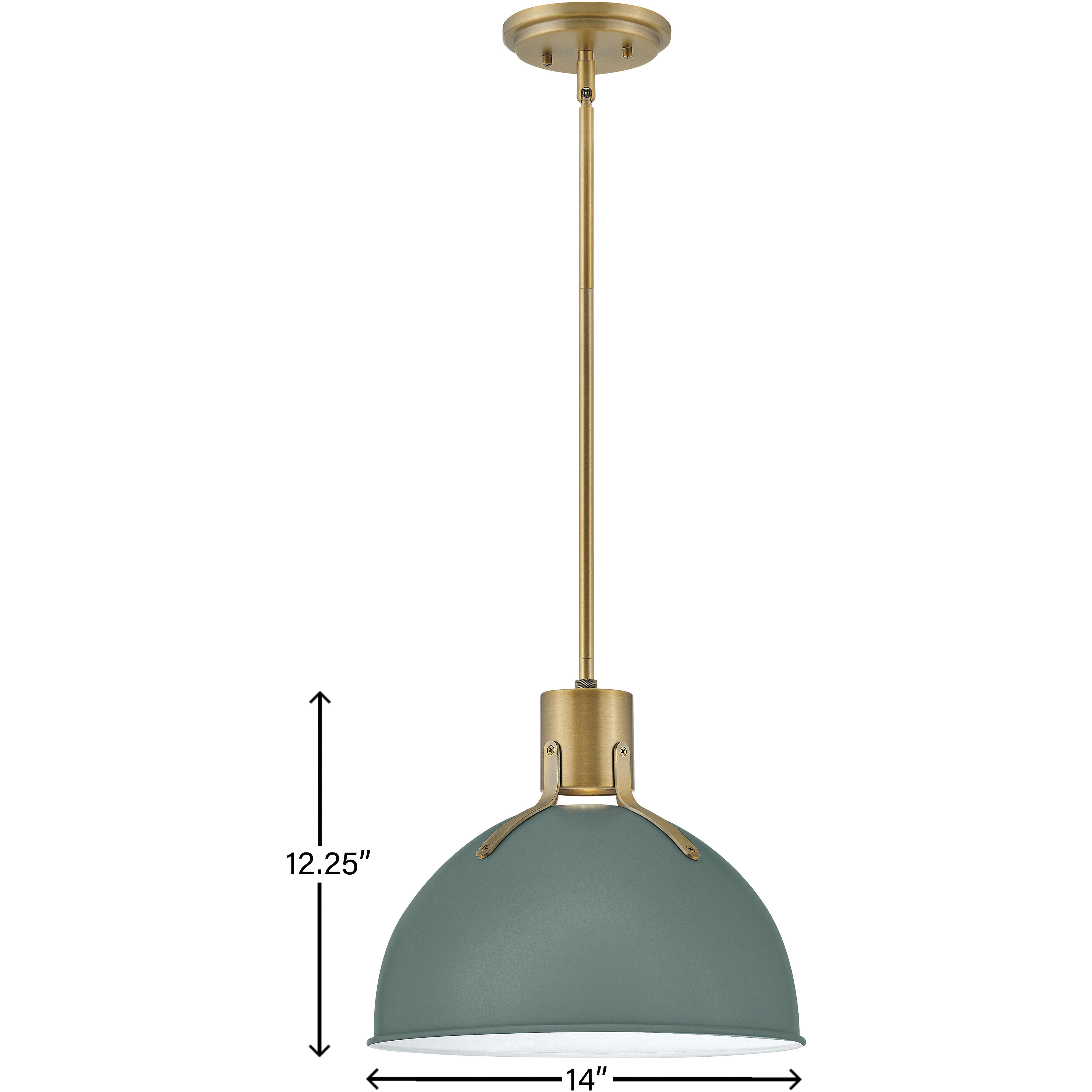Argo LED 14 inch Sage Green with Lacquered Brass Indoor Pendant Ceiling Light