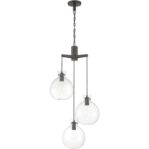 Selina LED 22 inch Oil Rubbed Bronze with Clear Chandelier Ceiling Light, Tiered Globe