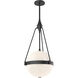 Alora Mood Harmony Pendant Ceiling Light in Matte Black, Glossy Opal Glass