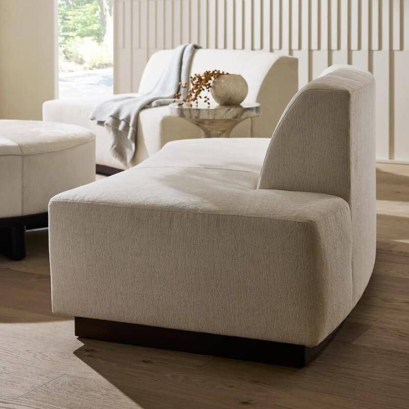 Islander Vanilla and Dark Walnut Sofa, Left