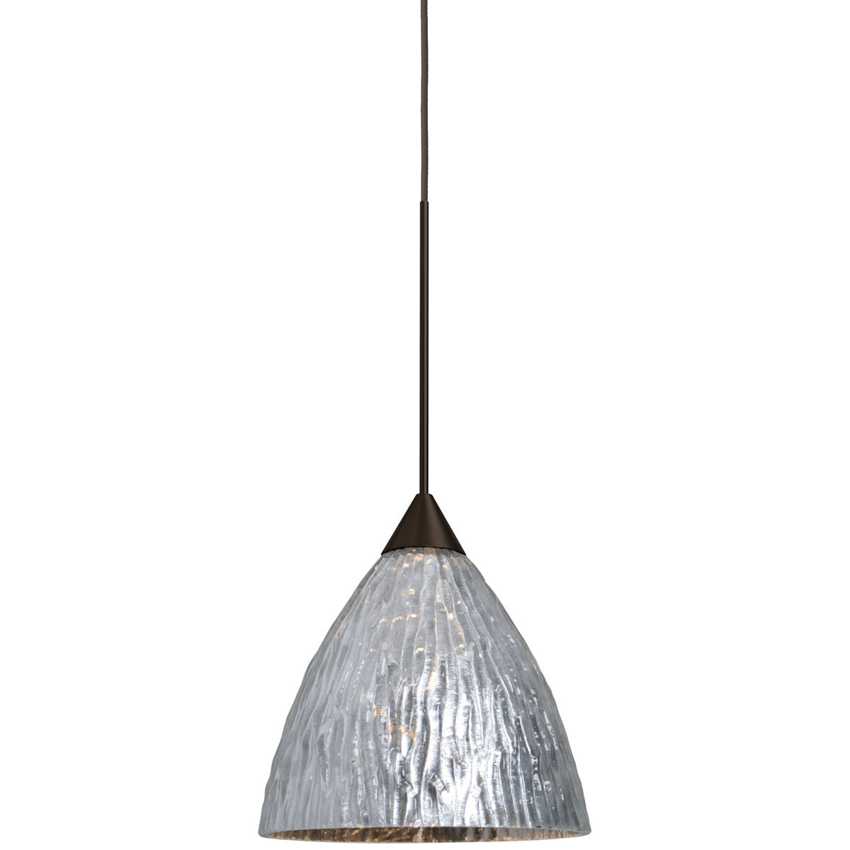 Eve LED Bronze Cord Pendant Ceiling Light in Stone Silver Foil Glass
