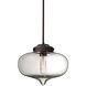 Mira 1 Light Bronze Stem Pendant Ceiling Light in Clear Glass