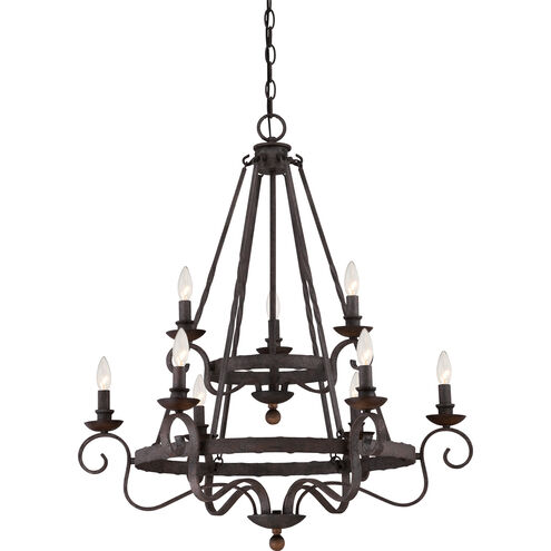 Noble 9 Light 32 inch Rustic Black Foyer Chandelier Ceiling Light