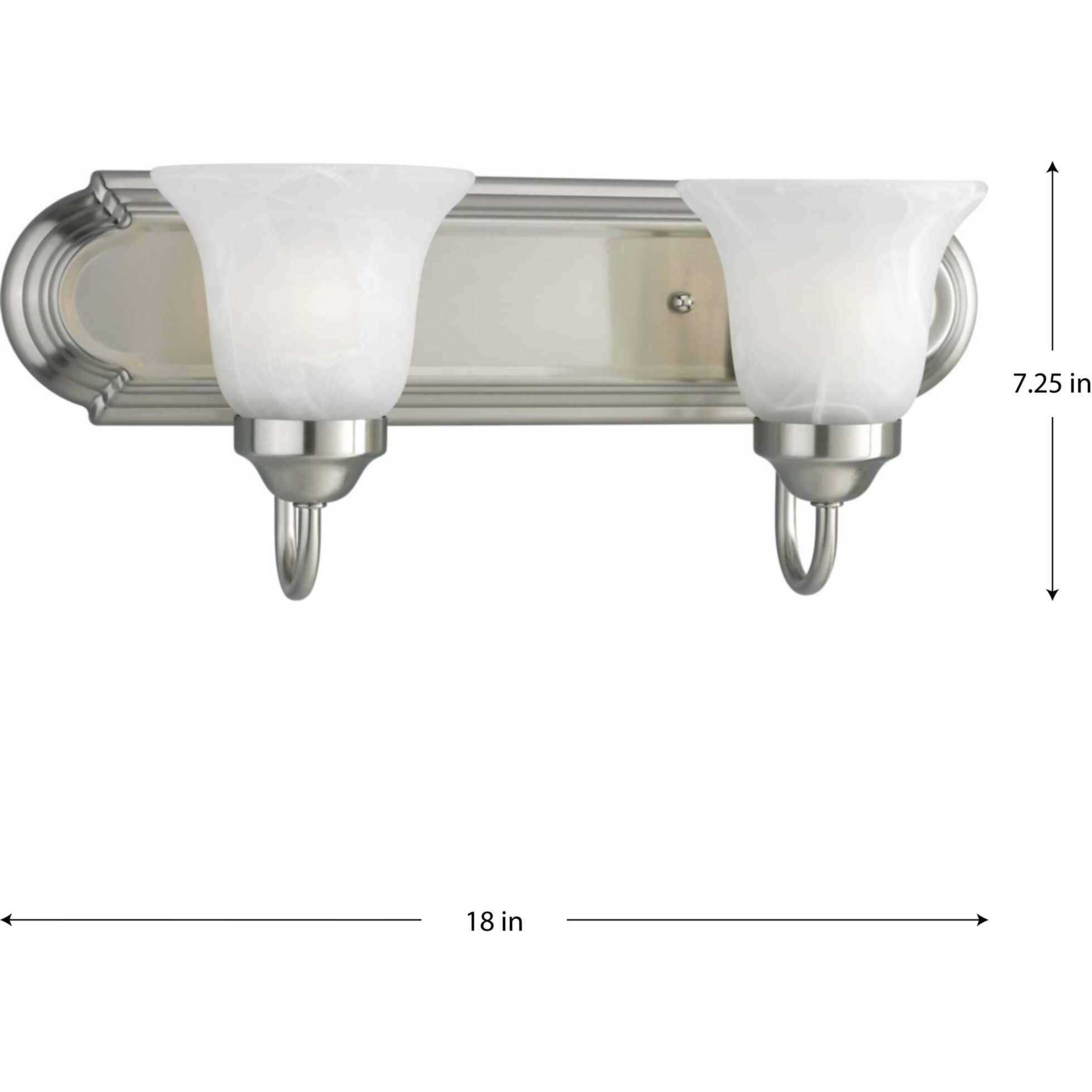Alabaster Glass 2 Light 18 inch Brushed Nickel Bath Vanity Wall Light