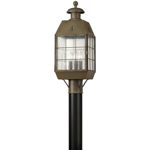 Heritage Nantucket LED 21 inch Aged Brass Outdoor Post Mount Lantern