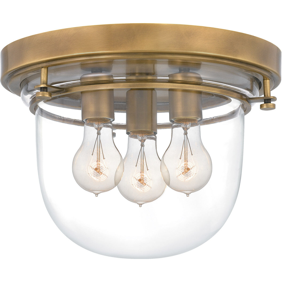 Quoizel QFL5287WS Quoizel 3 Light 13 inch Weathered Brass Flush