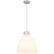 Newton Bell 3 Light 14 inch Satin Nickel Pendant Ceiling Light in Cased Matte White Glass
