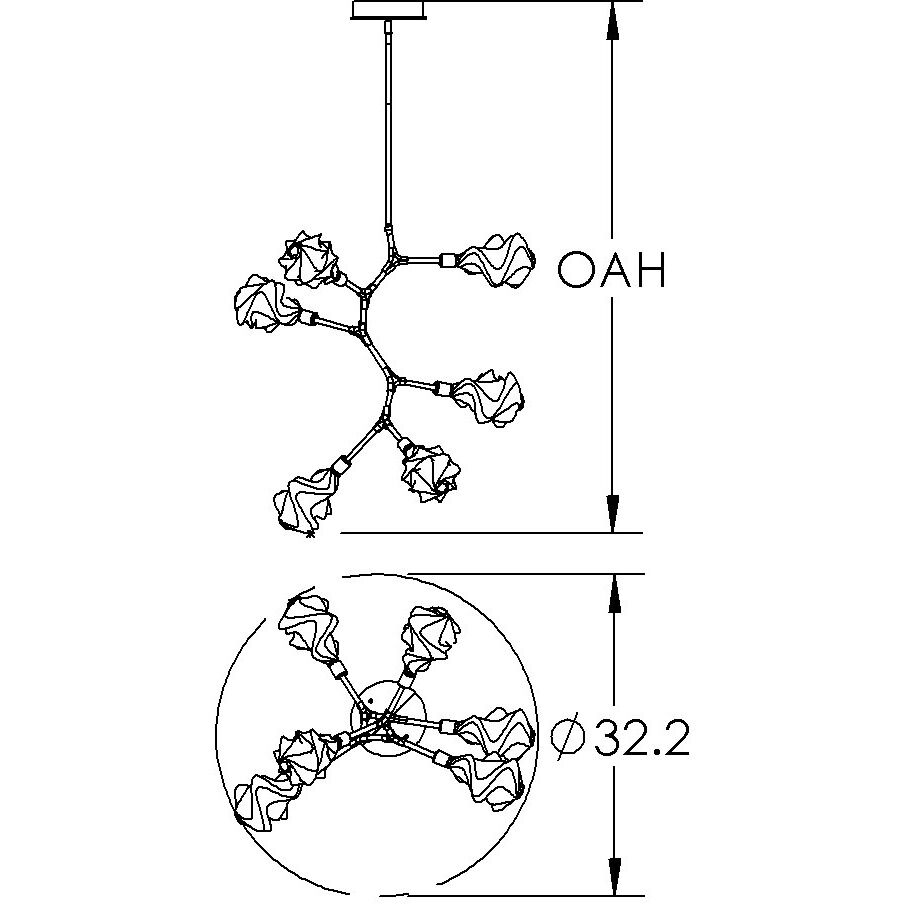 Blossom LED 31.8 inch Novel Brass Chandelier Ceiling Light in 2700K LED, Modern Vine