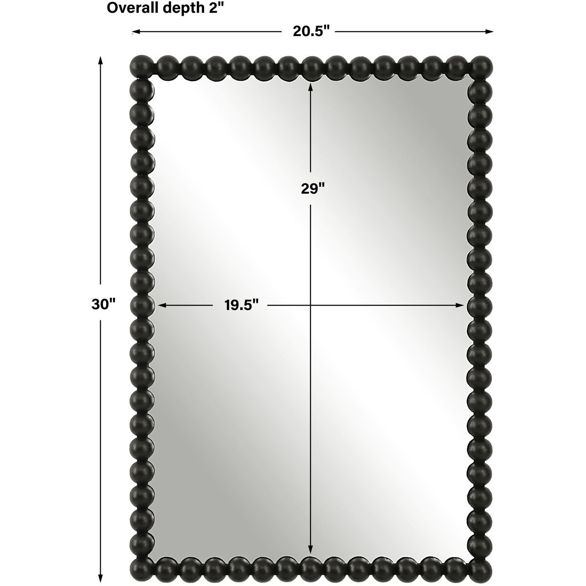 Serna 30 X 21 inch Satin Black Mirror