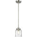 Nouveau Small Bell LED 5 inch Black Polished Nickel Mini Pendant Ceiling Light in Silver Plated Mercury Glass, Nouveau