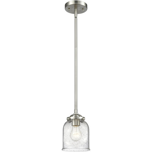 Nouveau Small Bell LED 5 inch Black Polished Nickel Mini Pendant Ceiling Light in Silver Plated Mercury Glass, Nouveau