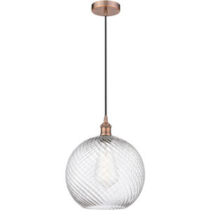 Edison Athens Twisted Swirl LED 12 inch Antique Copper Mini Pendant Ceiling Light