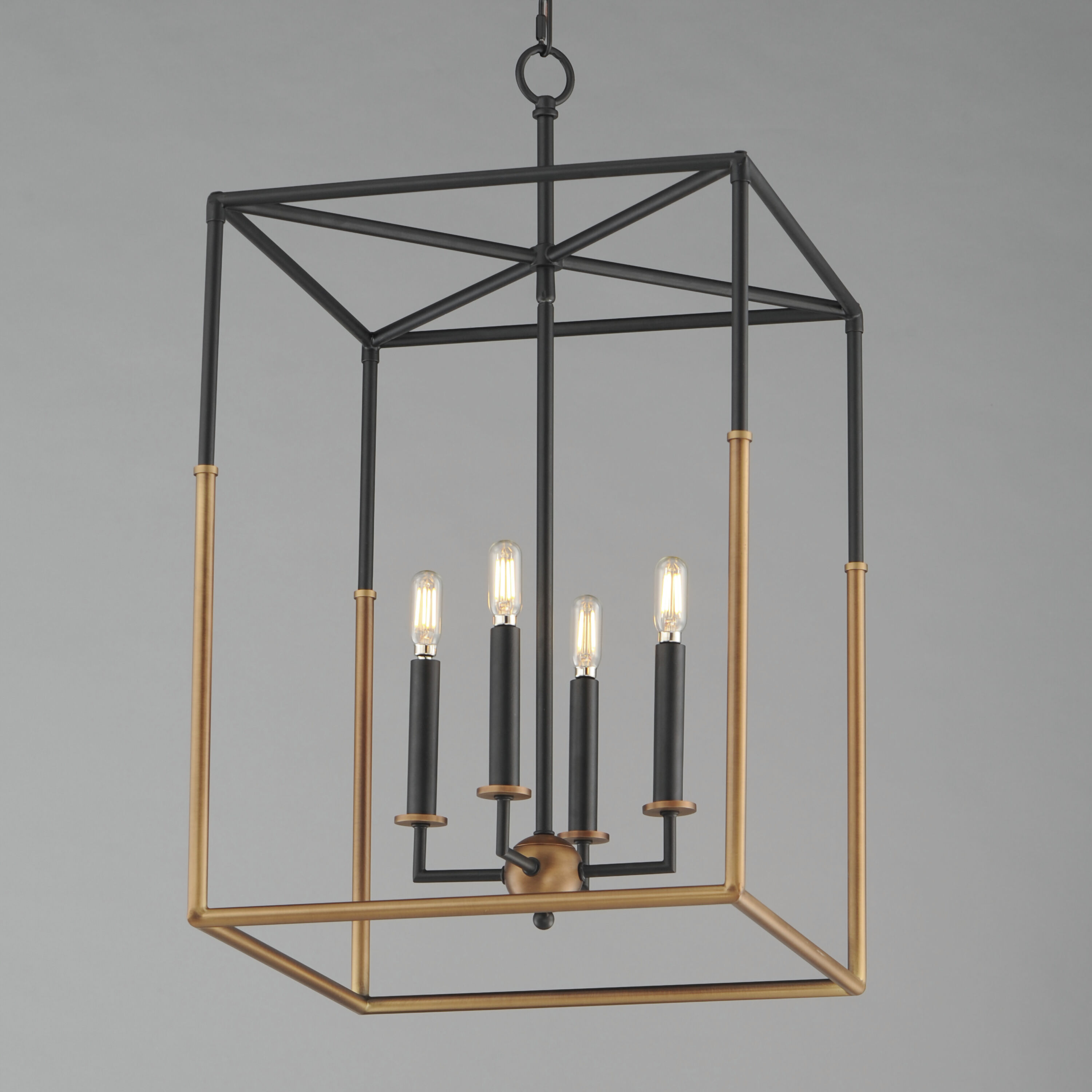 SoHo 4 Light 16 inch Black and Weathered Brass Entry Foyer Pendant Ceiling Light