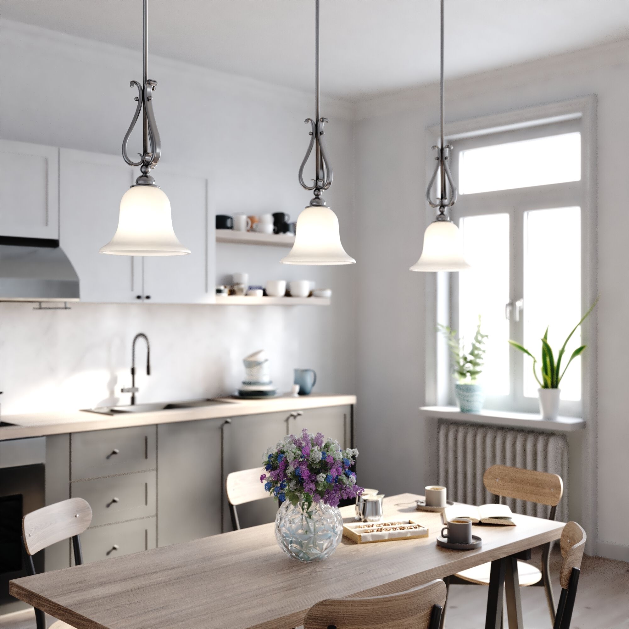 Monrovia LED 8.75 inch Brushed Nickel Mini Pendant Ceiling Light