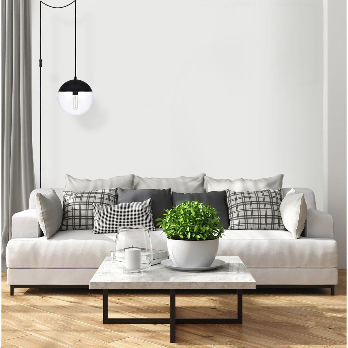 Eclipse 1 Light 10 inch Black and Clear Pendant Ceiling Light