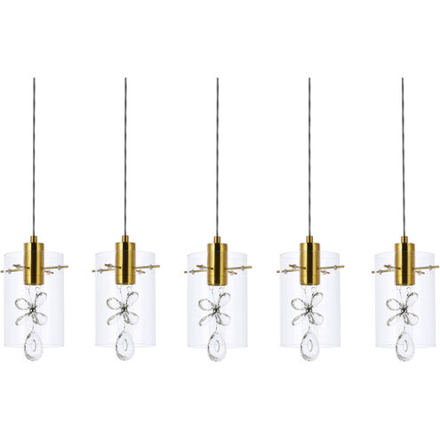 Hana 5 Light 36 inch Gold Linear Pendant Ceiling Light