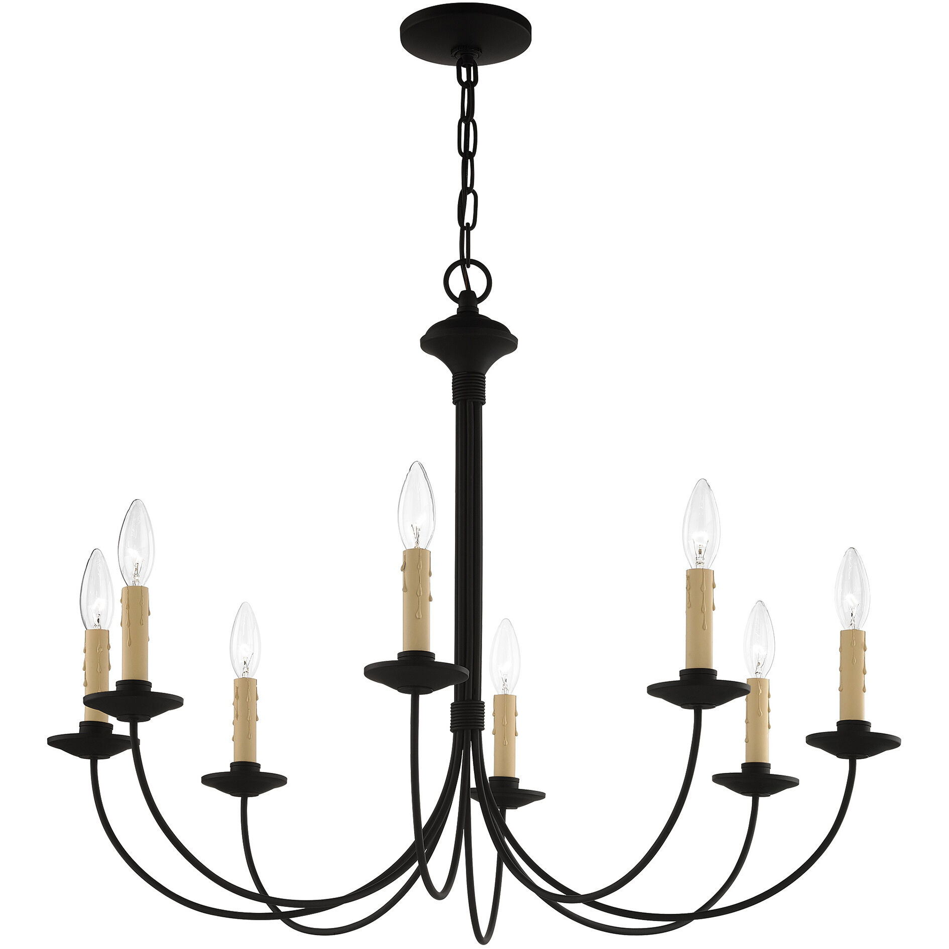 Heritage 8 Light 30 inch Black Chandelier Ceiling Light