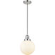 Franklin Restoration Beacon 1 Light 8 inch Polished Nickel Mini Pendant Ceiling Light in Incandescent, Matte White, Franklin Restoration
