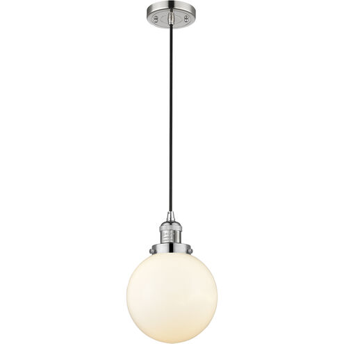 Franklin Restoration Beacon 1 Light 8 inch Polished Nickel Mini Pendant Ceiling Light in Incandescent, Matte White, Franklin Restoration