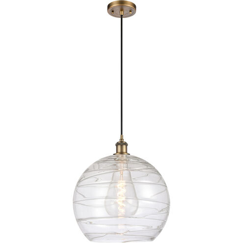 Ballston Deco Swirl 1 Light 14 inch Brushed Brass Pendant Ceiling Light