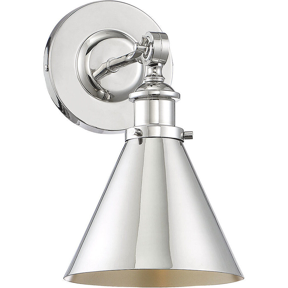 Glenn 9 inch 60.00 watt Polished Nickel Adjustable Wall Sconce Wall Light, Essentials