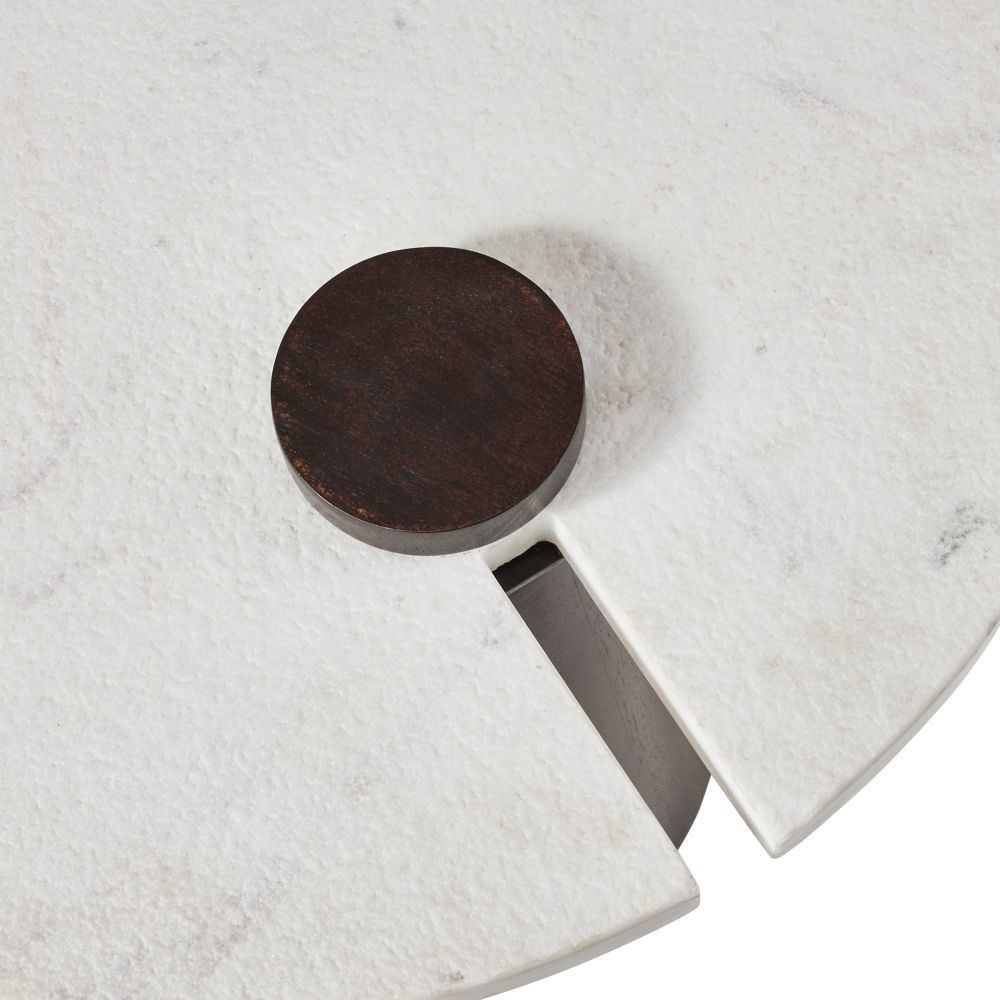 Delaney 52 X 24 inch White Marble and Umber Mango Wood Coffee Table