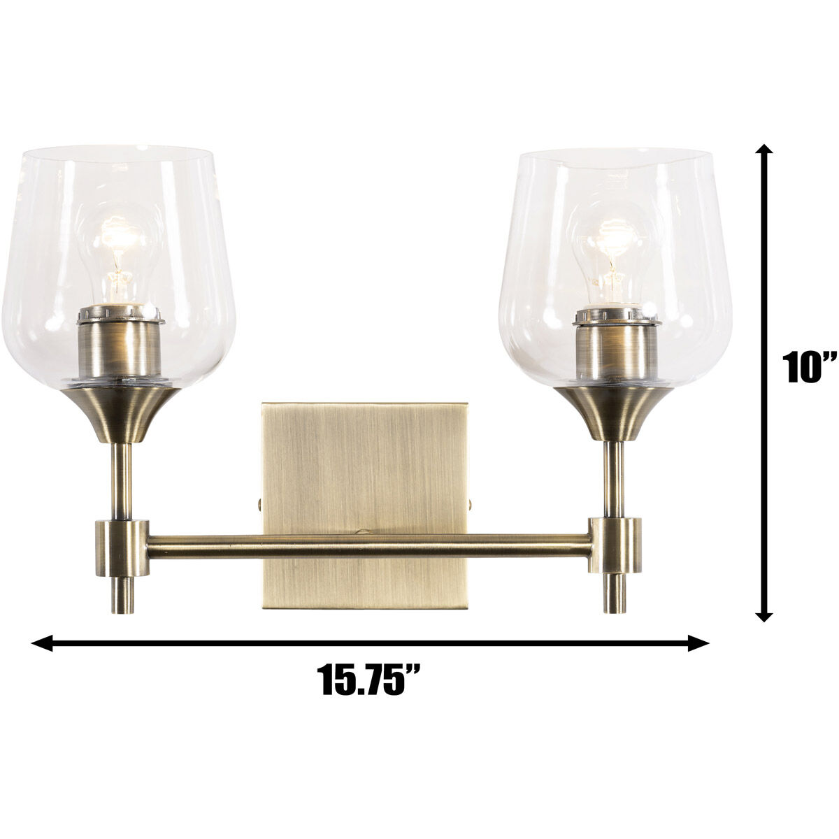 Margaux 2 Light 14.25 inch Antique Brass and Clear Bath Vanity Light Wall Light