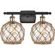 Ballston Farmhouse Rope LED 16 inch Black Antique Brass Bath Vanity Light Wall Light in Clear Glass with Brown Rope, Ballston