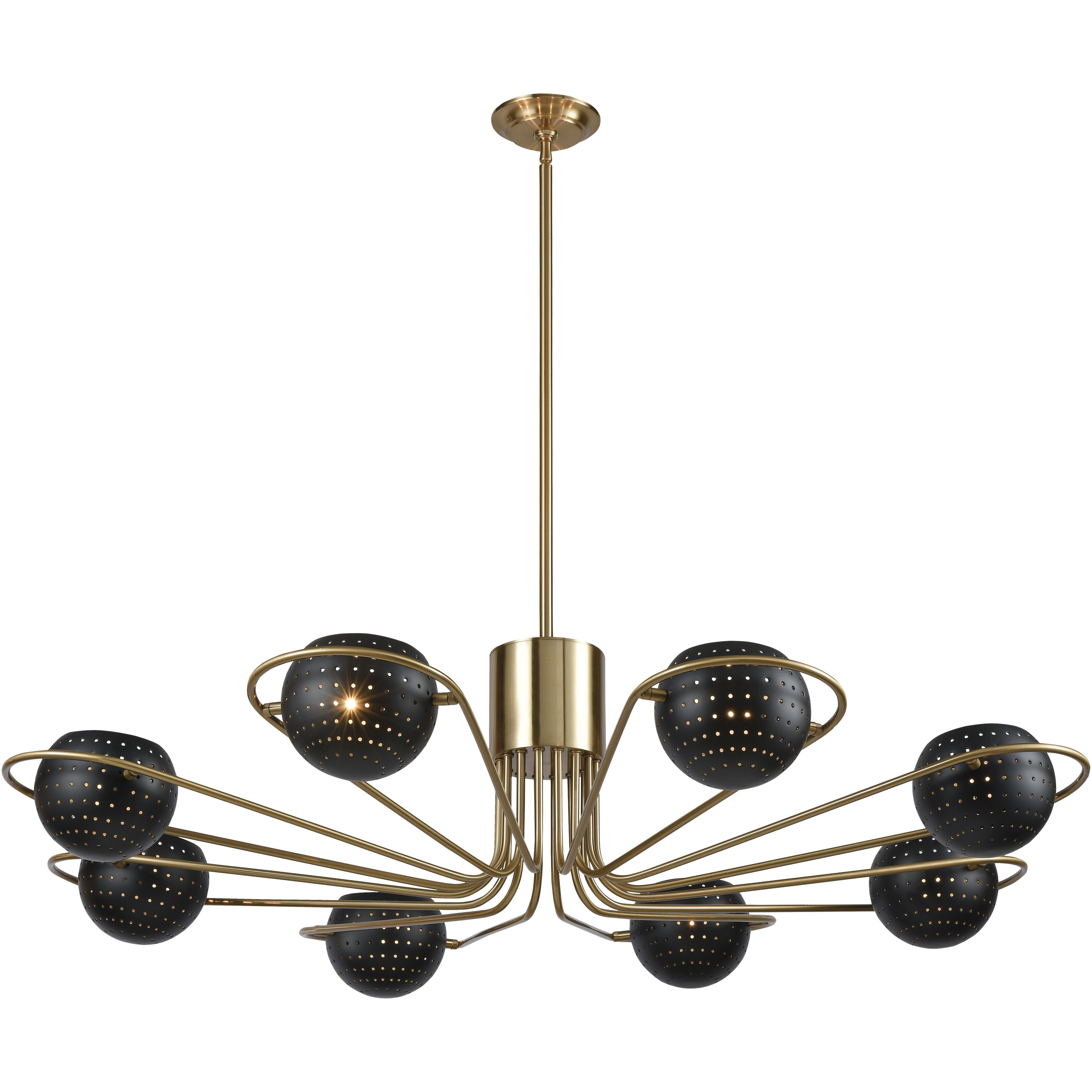 Scarab 8 Light 47 inch Satin Brass with Black Chandelier Ceiling Light