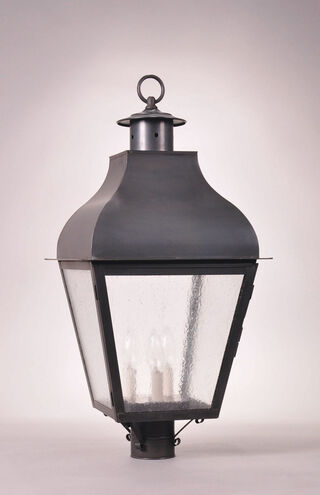 Stanfield 3 Light 28 inch Antique Brass Post Lamp in Clear Seedy Glass, Three 60W Candelabra