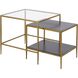Carrick 26 X 24 inch Dark Brown with Brass and Clear Nesting Table, Set of 2