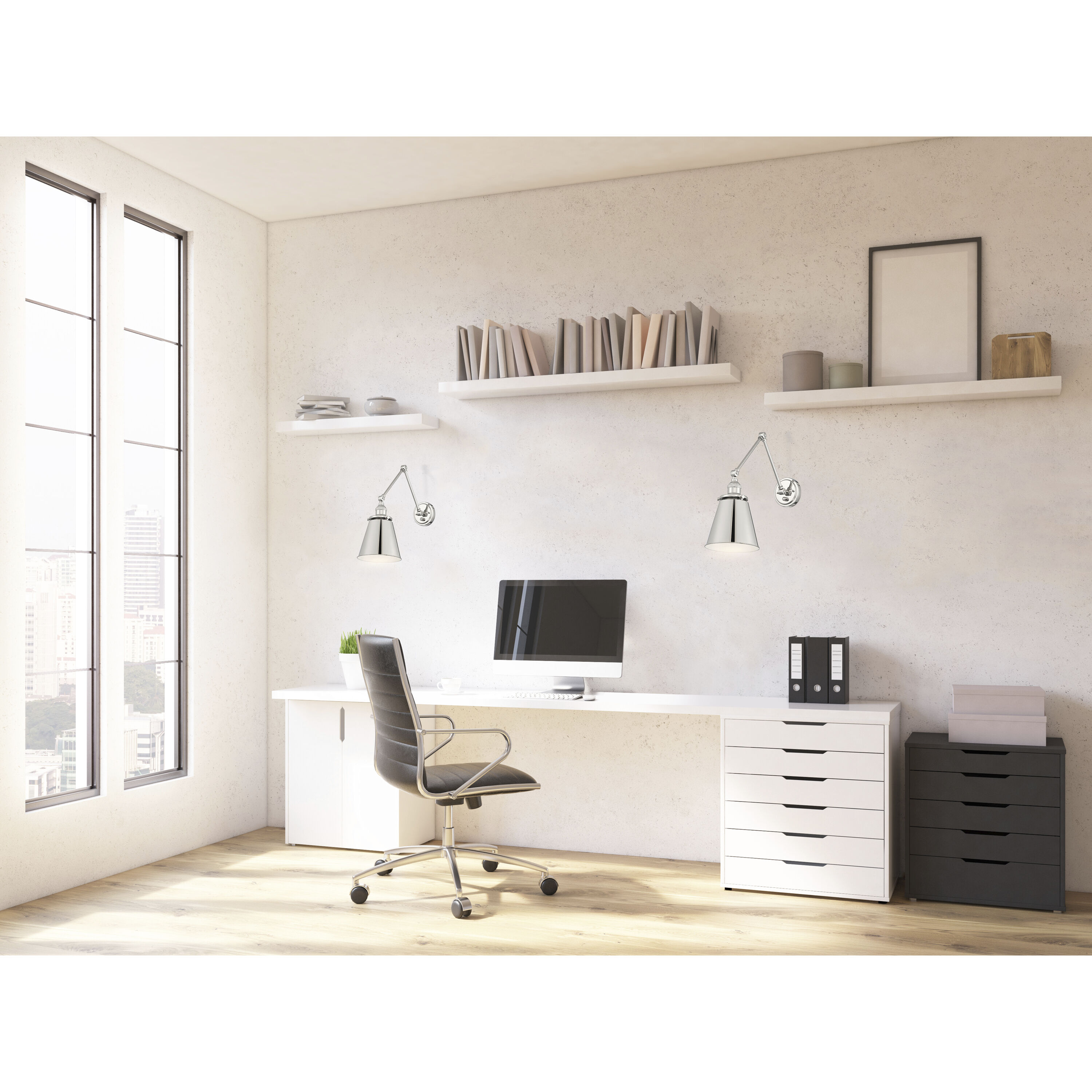 Bayard 25 inch 60.00 watt Polished Nickel Swing Arm Wall Wall Light