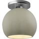 Radiance LED 10 inch Celadon Green Crackle and Brushed Nickel Semi Flush Ceiling Light