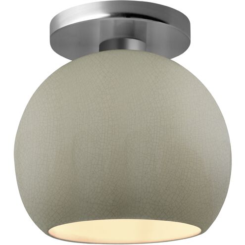 Radiance LED 10 inch Celadon Green Crackle and Brushed Nickel Semi Flush Ceiling Light