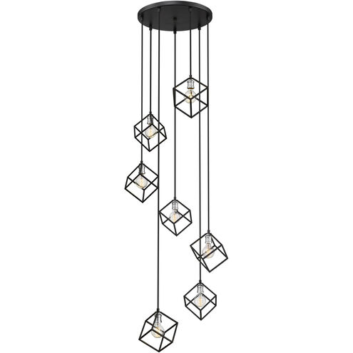 Vertical 7 Light 23.5 inch Matte Black and Brushed Nickel Chandelier Ceiling Light